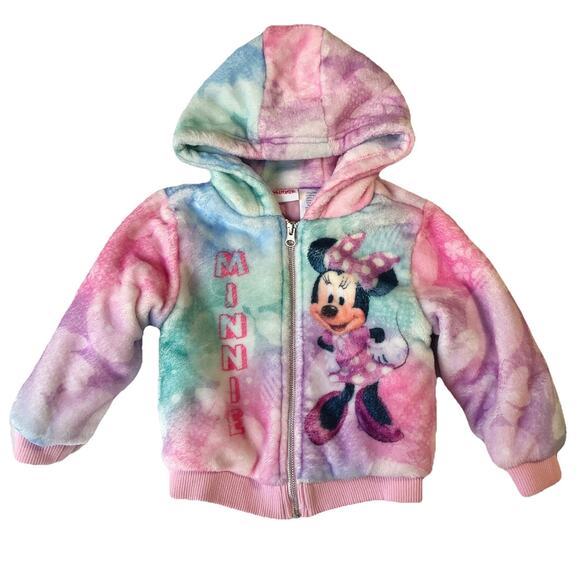 Disney Other - Disney Junior Minnie Mouse Faux Fur Hoodie Jacket Toddler Girl Size 3T Pink Soft
